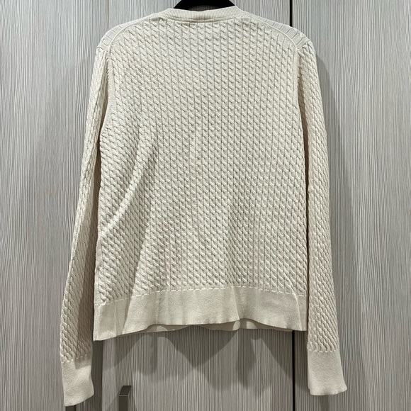 Nautica | 100% Cotton Cable Knit Cardigan | Ivory | Size Large - Picture 3 of 10